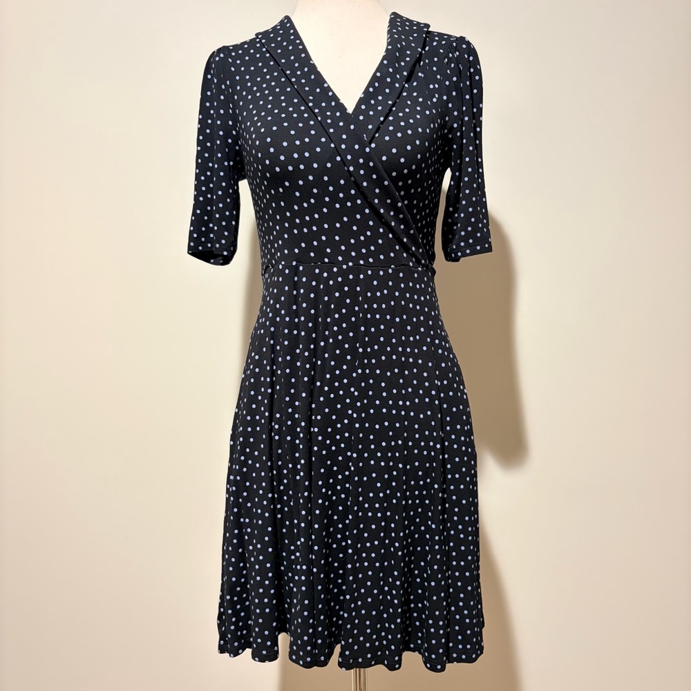 Boden Fixed Wrap Jersey Dress Scattered Polka dot - Picture 6 of 10